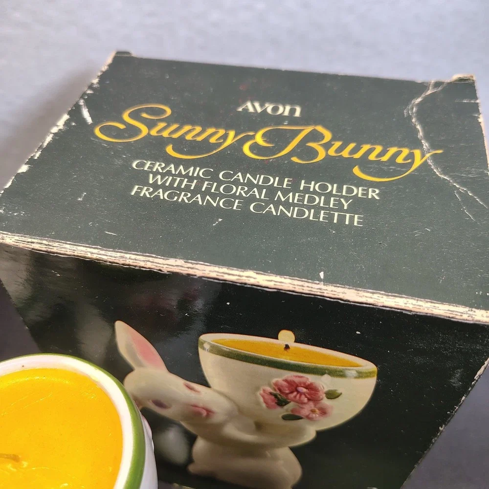 Vintage Avon Bunny lot Salt Pepper Shakers, Candle & trinket box